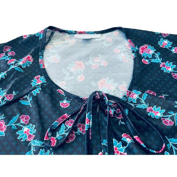 ONLY NECESSITIES FULL LENGTH SHORT SLV LOUNGER, WOMENS, L (18-20), NAVY FLORAL - Picture 2 of 11